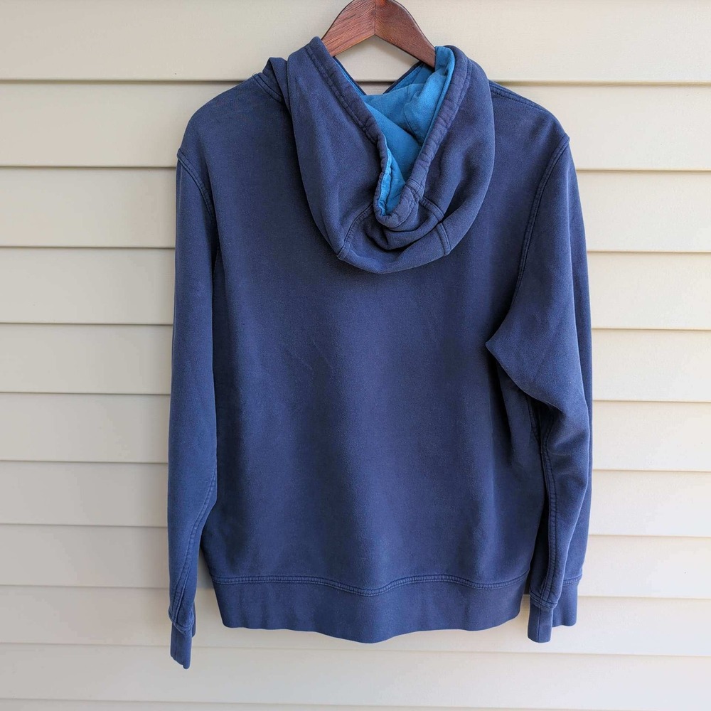 The North Face Hoodie Mens Large Navy Blue Turquoise Graphic Logo Pullover - Picture 2 of 6